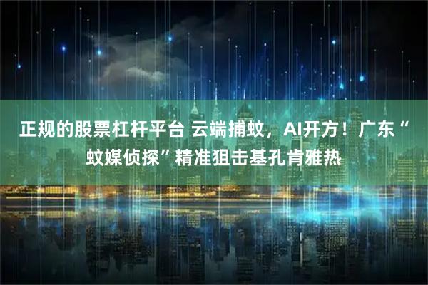 正规的股票杠杆平台 云端捕蚊，AI开方！广东“蚊媒侦探”精准狙击基孔肯雅热
